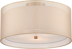 Double Drum 18" Wide Champagne Flush Mount Ceiling Light Fixture Double Drum 18" Wide Champagne Flush Mount Ceiling Light Fixture