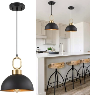 Black and Gold Pendant Lights Kitchen Island, Single Dome Pendant Light Black and Gold Pendant Lights Kitchen Island, Single Dome Pendant Light