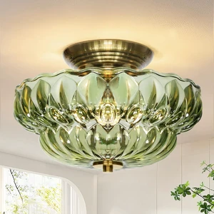 11" 3-Bulb Bright Semi Flush Mount Ceiling Light,Vintage Gold Hallway Light 11" 3-Bulb Bright Semi Flush Mount Ceiling Light,Vintage Gold Hallway Light