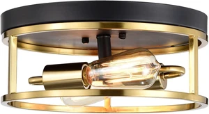 Treekee 12" Ceiling Light Fixtures, Flush Mount Lighting Round, Gold Metal Finish, Vintage Retro and Modern Industrial Charm Ceiling Lamp for Bedroom Hallway Foyer Entryway Treekee 12" Ceiling Light Fixtures, Flush Mount Lighting Round, Gold Metal Finish, Vintage Retro and Modern Industrial Charm Ceiling Lamp for Bedroom Hallway Foyer Entryway