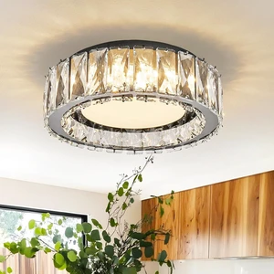 Dimmable Crystal Flush Mount Ceiling Light,LED 5CCT 2700K-6000K,BK,24W,11 Dimmable Crystal Flush Mount Ceiling Light,LED 5CCT 2700K-6000K,BK,24W,11