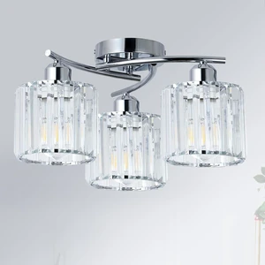 Crystal Close to Ceiling Light Fixtures,3-Light Chrome Modern Semi Flush Mount Ceiling Light,Kitchen Light Fixture with Clear Crystal Shades,Hallway Lighting Fixture for Entryway Bedroom Bathroom Crystal Close to Ceiling Light Fixtures,3-Light Chrome Modern Semi Flush Mount Ceiling Light,Kitchen Light Fixture with Clear Crystal Shades,Hallway Lighting Fixture for Entryway Bedroom Bathroom