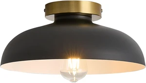 Modern Industrial Black and Gold Ceiling Light Fixture 11.8 Inch Modern Industrial Black and Gold Ceiling Light Fixture 11.8 Inch