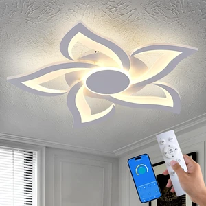 24" Modern Geometric Ceiling Light Fixture, White Dimmable 3 Colors LED Close to Ceiling Light Fixtures with Remote, Low Profile Flush Mount Ceiling Light for Kitchen, Living Room 24" Modern Geometric Ceiling Light Fixture, White Dimmable 3 Colors LED Close to Ceiling Light Fixtures with Remote, Low Profile Flush Mount Ceiling Light for Kitchen, Living Room