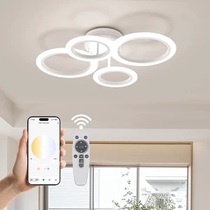 48W LED Flush Mount Ceiling Light, 4 Ring Dimmable Ceiling Light Fixture 48W LED Flush Mount Ceiling Light, 4 Ring Dimmable Ceiling Light Fixture