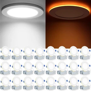 Meconard 24 Pack 4 Inch 5CCT LED Recessed Lighting with Night Light, White Meconard 24 Pack 4 Inch 5CCT LED Recessed Lighting with Night Light, White