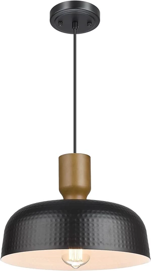 Darkaway Industrial Pendant Light Fixtures Ceiling Hanging with Hammered Metal Shade, Black Pendant Light for Kitchen Island Lighting Hanging Lamp Adjustable Height, Medium Darkaway Industrial Pendant Light Fixtures Ceiling Hanging with Hammered Metal Shade, Black Pendant Light for Kitchen Island Lighting Hanging Lamp Adjustable Height, Medium