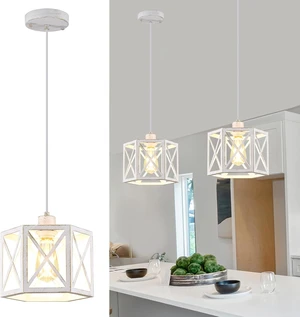 XSDeTu 2 Pack Pendant Lights for Kitchen Island, Modern Pendant Lighting with White Hexagonal Cage, Vintage Metal Ceiling Lights, Adjustable Lantern Hanging Light Fixture for Foyer Entryway Bedroom XSDeTu 2 Pack Pendant Lights for Kitchen Island, Modern Pendant Lighting with White Hexagonal Cage, Vintage Metal Ceiling Lights, Adjustable Lantern Hanging Light Fixture for Foyer Entryway Bedroom