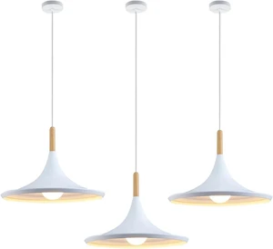 KCO Lighting 3 Pack Farmhouse 14.2 White Cone Pendant Light Kitchen Island KCO Lighting 3 Pack Farmhouse 14.2 White Cone Pendant Light Kitchen Island