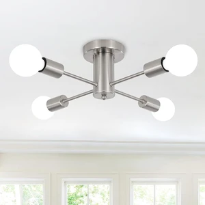 Sputnik Chandelier 4 Lights Mid Century Brushed Nickel Light Fixture Sputnik Chandelier 4 Lights Mid Century Brushed Nickel Light Fixture