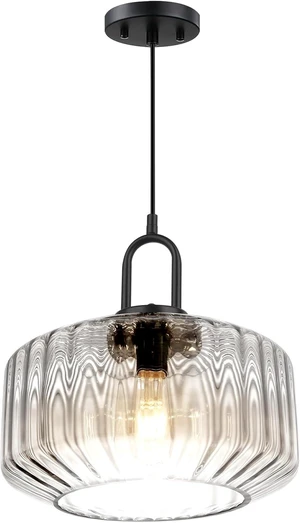 Clear Glass Pendant Light Fixture Kitchen Island Farmhouse Dining Room Pendant Lights Striped Wave Globe Lamp Shade Black Metal Light fixtures Modern Glass Ceiling Hanging Lighting Clear Glass Pendant Light Fixture Kitchen Island Farmhouse Dining Room Pendant Lights Striped Wave Globe Lamp Shade Black Metal Light fixtures Modern Glass Ceiling Hanging Lighting