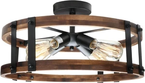 Semi Flush Mount Ceiling Light Fixture, Modern Farmhouse Wood Drum Ceiling Lamp, Rustic Close to Ceiling Lighting for Hallway Entryway Laundry Room Bedroom (Bulb Not Included) Semi Flush Mount Ceiling Light Fixture, Modern Farmhouse Wood Drum Ceiling Lamp, Rustic Close to Ceiling Lighting for Hallway Entryway Laundry Room Bedroom (Bulb Not Included)