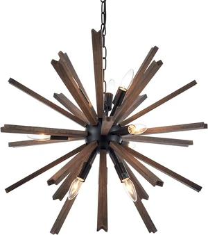 9-Light Sputnik Pendant Light Black, Farmhouse Wood Chandelier for Dining Room Industrial Hanging Light Fixture Ceiling for Bedroom Entryway Kitchen Foyer Living Room 9-Light Sputnik Pendant Light Black, Farmhouse Wood Chandelier for Dining Room Industrial Hanging Light Fixture Ceiling for Bedroom Entryway Kitchen Foyer Living Room