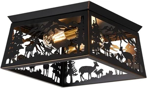 12.5" 2 Lights Black Semi Flush Ceiling Light 12.5" 2 Lights Black Semi Flush Ceiling Light