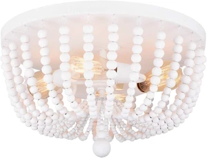 ALICE HOUSE 18" Flush Mount Light, Rustic White Wood Bead Chandelier, 4 Light Ceiling Light for Entryway, Hallway, Bedroom, Living Room, Dining Room, ETL Listed, AL9031-S4 ALICE HOUSE 18" Flush Mount Light, Rustic White Wood Bead Chandelier, 4 Light Ceiling Light for Entryway, Hallway, Bedroom, Living Room, Dining Room, ETL Listed, AL9031-S4