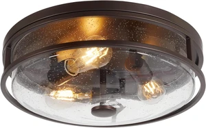 16 Inch Large Flush Mount Ceiling Light Fixture with Seeded Glass, Bronze 16 Inch Large Flush Mount Ceiling Light Fixture with Seeded Glass, Bronze