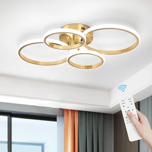 Dimmable Modern LED Ceiling Light, 4 Rings 3000K-6000K LED Gold Close to Ceiling Light, Flush Mount Ceiling Lights Fixture for Bedroom, Kitchen, Laundry Room,Office Dimmable Modern LED Ceiling Light, 4 Rings 3000K-6000K LED Gold Close to Ceiling Light, Flush Mount Ceiling Lights Fixture for Bedroom, Kitchen, Laundry Room,Office