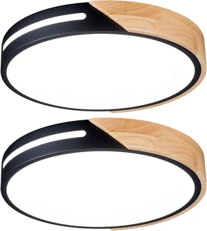 Black and Wood Flush Mount Ceiling Light Fixture Set of 2, Dimmable LED Ceiling Light Black, Modern Light Fixture Ceiling Mount for Bedroom, Living Room, Kitchen, Bathroom, Hallway Black and Wood Flush Mount Ceiling Light Fixture Set of 2, Dimmable LED Ceiling Light Black, Modern Light Fixture Ceiling Mount for Bedroom, Living Room, Kitchen, Bathroom, Hallway