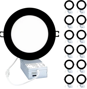 POPANU Recessed Light Ultra-Thin Canless 6-Inch Black Trim LED Ceiling Lighting Kits 5 CCT Selectable Color Temperature 6 Inch LED Retrofit Lighting Bulb with Junction Box Dimmable 12Pack POPANU Recessed Light Ultra-Thin Canless 6-Inch Black Trim LED Ceiling Lighting Kits 5 CCT Selectable Color Temperature 6 Inch LED Retrofit Lighting Bulb with Junction Box Dimmable 12Pack