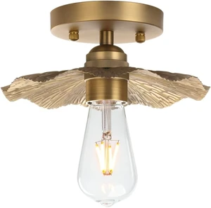Pathson Vintage Metal Ceiling Light Fixture Brass Finished, Split Flower Design Ceiling Lighting, Industrial Kitchen Art Flush Mounted Farmhouse Lighting for Living Room Hallway Pathson Vintage Metal Ceiling Light Fixture Brass Finished, Split Flower Design Ceiling Lighting, Industrial Kitchen Art Flush Mounted Farmhouse Lighting for Living Room Hallway