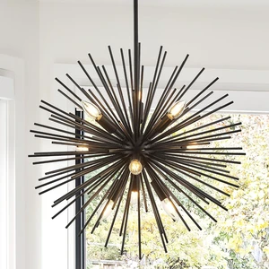 23.6" 9-Light Black Sputnik Chandelier Modern Industrial Adjustable Firework Globe Ceiling Fixture for Living Room, Entryway, Dining, Bedroom, Hallway, Stairway 23.6" 9-Light Black Sputnik Chandelier Modern Industrial Adjustable Firework Globe Ceiling Fixture for Living Room, Entryway, Dining, Bedroom, Hallway, Stairway