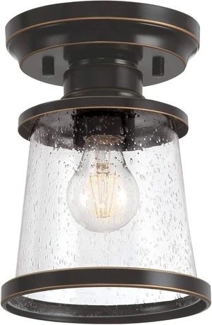 Westinghouse 6113000 Emma Jane 7 Inch Vintage-Style One-Light Outdoor Semi Flush Mount Ceiling Light, Amber Bronze Finish, Clear Seeded Glass Westinghouse 6113000 Emma Jane 7 Inch Vintage-Style One-Light Outdoor Semi Flush Mount Ceiling Light, Amber Bronze Finish, Clear Seeded Glass