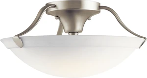 Kichler 15.5" 3-Light Semi-Flush Mount Light, Brushed Nickel Kichler 15.5" 3-Light Semi-Flush Mount Light, Brushed Nickel