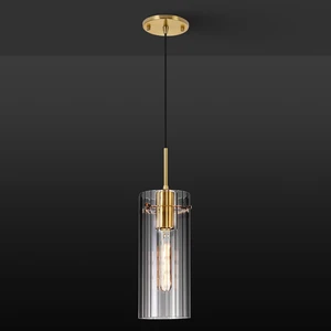Modern Gold Pendant Light Kitchen Island, 4.7" Striped Glass Shade Modern Gold Pendant Light Kitchen Island, 4.7" Striped Glass Shade