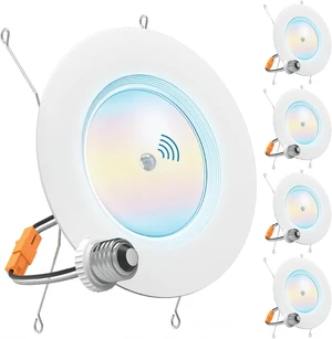 Sunco 4 Pack 6 Inch Retrofit LED Recessed Light with Motion Sensor, 5CCT Sunco 4 Pack 6 Inch Retrofit LED Recessed Light with Motion Sensor, 5CCT