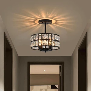 SeeU Modern Crystal Chandelier Black Flush Mount Pendant Lighting 12.6'' Ceiling Light Fixture for Bathroom Bedroom Hallway SeeU Modern Crystal Chandelier Black Flush Mount Pendant Lighting 12.6'' Ceiling Light Fixture for Bathroom Bedroom Hallway