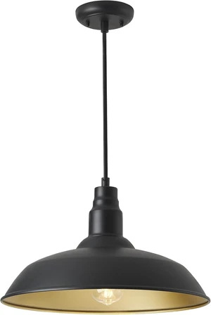 Farmhouse Pendant Light with 16 Inch Dome for Outdoor and Indoor Use, Barn Style Hanging Light for Kitchen Dining Room, Matte Black Exterior Ceiling Lights, Adjustable Height Farmhouse Pendant Light with 16 Inch Dome for Outdoor and Indoor Use, Barn Style Hanging Light for Kitchen Dining Room, Matte Black Exterior Ceiling Lights, Adjustable Height