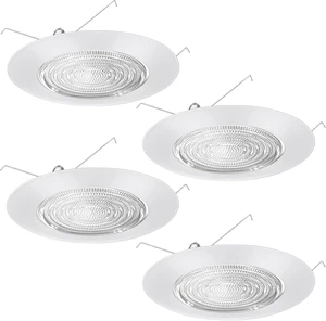 Glooglitter 4 Pcs 6'' Shower Trim for Recessed Light Cover, White Glooglitter 4 Pcs 6'' Shower Trim for Recessed Light Cover, White