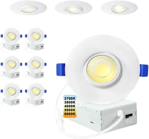 LTpro LED Recessed Shower Light, Waterproof 3 Inch Recessed Lighting Gimbal LED, Adjustable Eyeball Downlight, 5CCT 2700K-6000K Dimmable, IC Rated with J-Box, 10W, 6 Pack LTpro LED Recessed Shower Light, Waterproof 3 Inch Recessed Lighting Gimbal LED, Adjustable Eyeball Downlight, 5CCT 2700K-6000K Dimmable, IC Rated with J-Box, 10W, 6 Pack