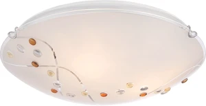 Quoizel Stellar 16" 3-Light Round Flush Mount, Polished Chrome, Frosted Glass with Amber & Clear Jewels, Dimmable Quoizel Stellar 16" 3-Light Round Flush Mount, Polished Chrome, Frosted Glass with Amber & Clear Jewels, Dimmable