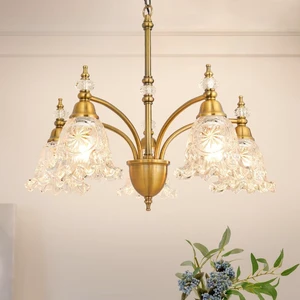 Vintage 5 Light Chandelier, Brass Dining Room Light Fixtures Over Table, Farmhouse Glass Chandelier Ceiling Light Fixture for Kitchen, Dinning, Foyer, Bathroom, Living Room Vintage 5 Light Chandelier, Brass Dining Room Light Fixtures Over Table, Farmhouse Glass Chandelier Ceiling Light Fixture for Kitchen, Dinning, Foyer, Bathroom, Living Room