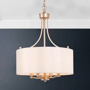 LALUZ Gold Chandelier, 4-Light Modern Drum Pendant Lighting with White Fabric Shade, 16-Inch Golden Chandeliers Hanging Light Fixture for Dining Room, Bedrooms, Living Room, Entryway, Foyer LALUZ Gold Chandelier, 4-Light Modern Drum Pendant Lighting with White Fabric Shade, 16-Inch Golden Chandeliers Hanging Light Fixture for Dining Room, Bedrooms, Living Room, Entryway, Foyer