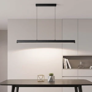 JAYMP Minimalist Linear Pendant Light Dimmable LED Modern Chandelier Dining Room Island Light Restaurant Cafe Bar Office Hanging Lamp (Black, 45 Inch) JAYMP Minimalist Linear Pendant Light Dimmable LED Modern Chandelier Dining Room Island Light Restaurant Cafe Bar Office Hanging Lamp (Black, 45 Inch)