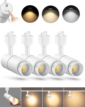 VANoopee 3-Color Zoomable 10W LED Track Lighting Heads H Type, White 4 Pack VANoopee 3-Color Zoomable 10W LED Track Lighting Heads H Type, White 4 Pack