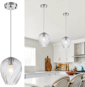 foucasal Handcrafted Sturdy Glass Pendant Light Fixture, Brushed Nickel foucasal Handcrafted Sturdy Glass Pendant Light Fixture, Brushed Nickel