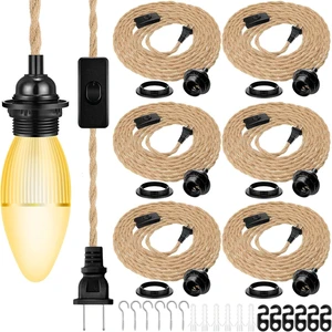 Kingdder 6 Pcs Pendant Light Cord Kit 15 ft Plug in E26 Socket Switch Kingdder 6 Pcs Pendant Light Cord Kit 15 ft Plug in E26 Socket Switch