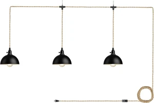 zeyu 3-Light Plug in Pendant Light, Metal Dome Shade, Black, ZYC49-3 BK zeyu 3-Light Plug in Pendant Light, Metal Dome Shade, Black, ZYC49-3 BK