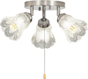 3-Light Flush Mount Ceiling Light with Pull Chain 3-Light Flush Mount Ceiling Light with Pull Chain