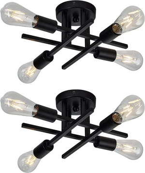 ZGLAOJT 4-Light Semi Flush Mount Ceiling Light Fixture 2 Pack Ceiling Light Matte Black with E26 Base Modern Light for Porch Bedroom Hallway Kitchen Farmhouse ZGLAOJT 4-Light Semi Flush Mount Ceiling Light Fixture 2 Pack Ceiling Light Matte Black with E26 Base Modern Light for Porch Bedroom Hallway Kitchen Farmhouse