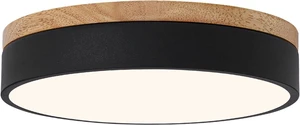 12" Minimalist Black and Wood LED Flush Mount Ceiling Light Fixture 12" Minimalist Black and Wood LED Flush Mount Ceiling Light Fixture
