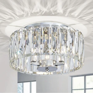 D12in K9 Crystal Ceiling Light, 3-Light Modern Flushmount Light Fixture for Bedoom, Dinning Room, Hallway, Entryway, D12×H6inch, Chrome Finish D12in K9 Crystal Ceiling Light, 3-Light Modern Flushmount Light Fixture for Bedoom, Dinning Room, Hallway, Entryway, D12×H6inch, Chrome Finish