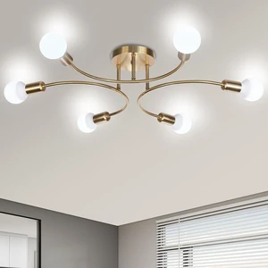 FRIXCHUR 6-Light Sputnik Chandelier Ceiling Light Fixture Gold E26