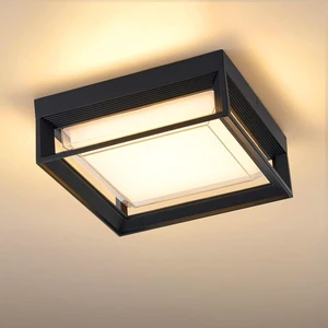 Square Flush Mount Outdoor LED Ceiling Light Fixture, 120V 24W 3000K 9 inch Medium Overhead Porch & Patio Lights Ceiling Mounted, Waterproof Suitable for Wet Areas, Black Square Flush Mount Outdoor LED Ceiling Light Fixture, 120V 24W 3000K 9 inch Medium Overhead Porch & Patio Lights Ceiling Mounted, Waterproof Suitable for Wet Areas, Black