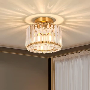 SeeU Modern Gold Semi Flush Mount Ceiling Light Crystal Brass Chandelier SeeU Modern Gold Semi Flush Mount Ceiling Light Crystal Brass Chandelier