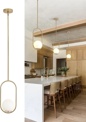 Yunnix Pendant Lights Kitchen Island, Pendant Light Fixtures, Modern Matte Gold Globe Glass Pendant Lighting, Brass Mid Century Chandelier One Light for Bathroom Bedroom Dining Room Yunnix Pendant Lights Kitchen Island, Pendant Light Fixtures, Modern Matte Gold Globe Glass Pendant Lighting, Brass Mid Century Chandelier One Light for Bathroom Bedroom Dining Room