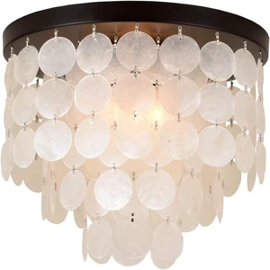 ALICE HOUSE 14-inch Capiz Shell Ceiling Light, Antique Bronze Finish, 3 Light Flush Mount Light for Bedroom, Kitchen, Entryway AL1701-S3 ALICE HOUSE 14-inch Capiz Shell Ceiling Light, Antique Bronze Finish, 3 Light Flush Mount Light for Bedroom, Kitchen, Entryway AL1701-S3